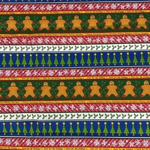 Vintage Christmas Fair isle quilting cotton fabric 72” L x 44” W Trena Hegdaul